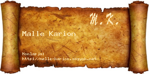 Malle Karion névjegykártya
